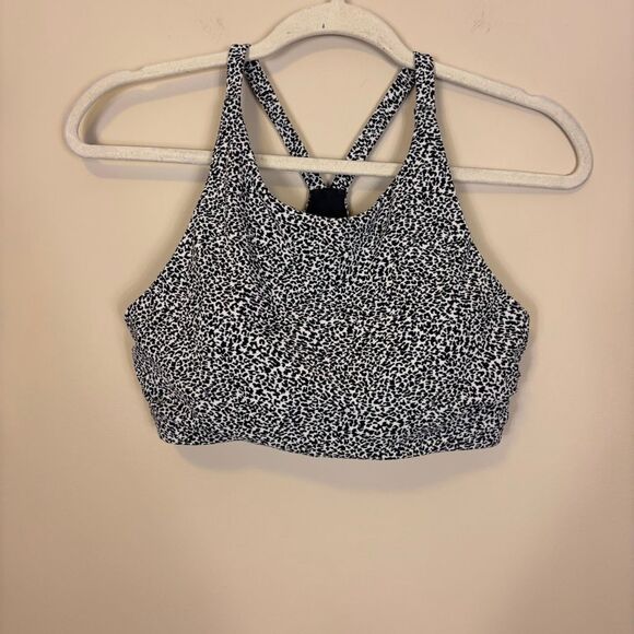 Athleta White with Black Leopard Print Swimsuit Top Medium - Picture 1 of 3